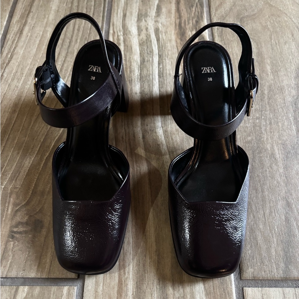 Zara Burgundy Block Heels